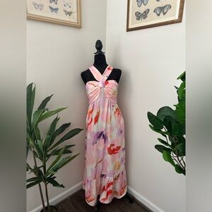 Multi color cross neck maxi dress, brand new